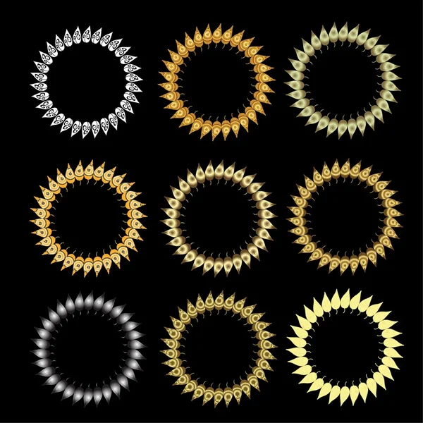Couronnes de laurier blanc doré dessinées à la main — Image vectorielle