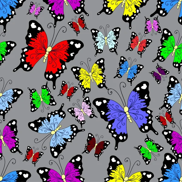 Motif sans couture avec des fleurs et des papillons — Image vectorielle