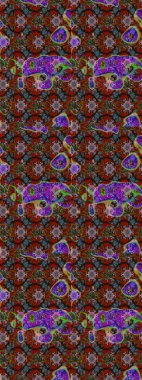 Çiçekli karalama şeklinde Raster çiçek deseni. Kahverengi ve kırmızı renkte çiçekler. Yumuşak, yaz çiçekli arka plan.