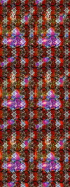 Bir sürü kahverengi ve kırmızı soyut çiçekli tropik eskiz deseni. Küçük çiçekteki sevimli çiçek deseni. Varicolobrown ve Red Raster çizimi.