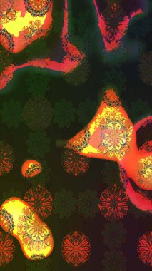 Gri ve kahverengi renkli çiçekler. Raster illüstrasyonunda çiçek deseni çizimi.