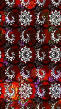 Kırmızı ve siyah renkte çiçek çizimi. Kırmızı ve siyah renkte çiçekler. Çiçek deseni. Raster illüstrasyonu. Şatafatlı bahar bahçesi dokusu.