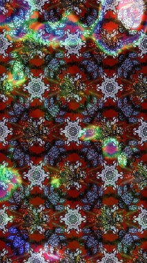 Çiçekli karalama şeklinde Raster çiçek deseni. Raster illüstrasyonu. Gri ve kahverengi renkte bahar çiçekleri.