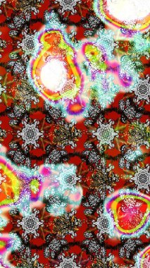 Raster çiçek desenli çiçek deseni, yapraklar, dekoratif elementler, sıçrama, lekeler, el çizimi kontur çizgileri ve Doodle çizim stili, grafik raster çizim çizimi.