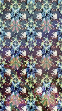 Arkaplan dokusu, duvar kağıdı, çiçek teması, tarafsız ve mavi renkler. Kabile sanatı boho baskısı, klasik çiçek arkaplanı. Soyut etnik raster pürüzsüz desen.