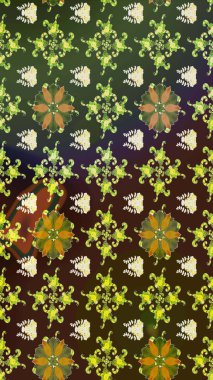 Raster illüstrasyonu. Çiçekli güzel suluboya desen. Yeşil ve kahverengi renklerde.