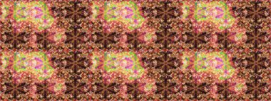 Süslü kumaş deseni. Renkli Bahar Teması eskiz kalıbı. Raster illüstrasyonundaki çiçek desenli çizim. Düz Çiçek Elementleri Tasarımı.