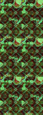 Çiçekli karalama şeklinde Raster çiçek deseni. Raster illüstrasyonu. Yeşil ve kahverengi renklerde bahar çiçekleri..