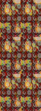 Süslü kumaş deseni. Renkli Bahar Teması eskiz kalıbı. Raster illüstrasyonundaki çiçek desenli çizim. Düz Çiçek Elementleri Tasarımı.