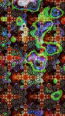 Raster illüstrasyonu. Kahverengi ve siyah renklerde. Çiçekli güzel suluboya desen.