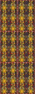 Çiçeklerle suluboya desenli çiçek deseni. Raster illüstrasyonu. Kahverengi ve sarı renkli güzel tekstil..