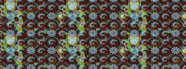 Düz Çiçek Elementleri Tasarımı. Renkli Bahar Teması eskiz kalıbı. Asya tekstil tarzında. Güzel kumaş deseni. Çiçek desenli çizim. Raster illüstrasyonu.