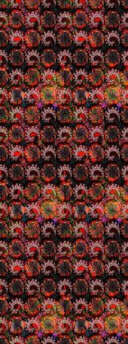 Çiçekli yumuşak bir eskiz şekli. Yumuşak, bahar çiçekleri siyah ve kahverengi renklerde. Raster illüstrasyonu. Raster çiçekleri klasik tarzda resmedilir..