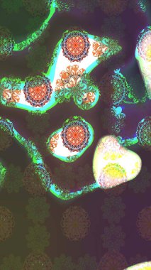 Suluboya çiçekli çiçek deseni. Raster illüstrasyonu. Yeşil ve kahverengi renkli güzel tekstil.