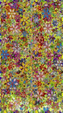 Çiçekli zambaklar kusursuz bir arka plan. Parlak çiçekli kolaj çiçekleri yeşil ve kahverengi. Çiçek tasarımı için inanılmaz kolaj cennet tarzı..