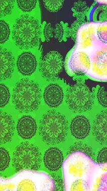 Doodle tarzı. Elle çizilmiş sonbahar çiçeği deseni. Yeşil renkli çiçekler. Renkli yeşil çizim kalıbı. Tekstil ve kapak tasarımı için mükemmel.