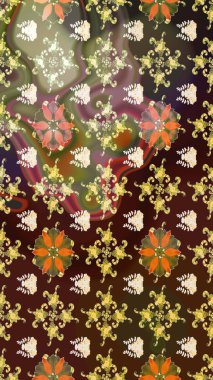 Kahverengi ve bej renkli çiçekler. Kumaş desenli papatya çiçekleri ayrıntıları.