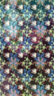 Raster illüstrasyonu. Taslak dekoratif arka plan, çiçek mandala. Çiçek. Mavi ve nötr renklerde.