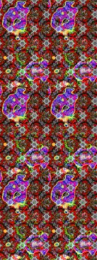 Çiçek desenli eskiz, darbeler, sıçramalar, yaz çiçekleri. Raster illüstrasyonu. Kırmızı ve gri renkte çiçekler.