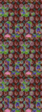 Raster deseni. Bahar çiçekleri dallı desen, yeşil ve kahverengi renkler çiçekli siluet.