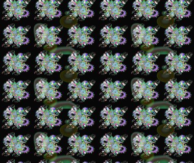 Nakış desenli çiçek deseni. Parmak izi, kumaş, duvar kâğıdı, tekstil için raster dokusu. Renkli grunge, koyu renkli çiçeklerle soyut arkaplanı zenginleştirir.