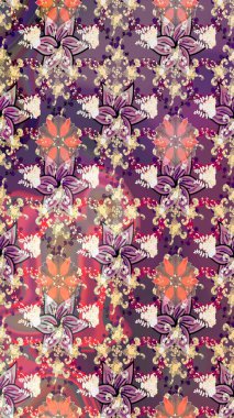 Raster illüstrasyonu. Mor ve nötr renklerde mor ve nötr papatyalar deseni. Mor ve nötr renklerde.