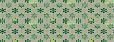 Düz Çiçek Elementleri Tasarımı. Sevimli çiçek raster deseni. Tarafsız ve gri renklerde çiçekler. Renkli Bahar Teması Kusursuz Arkaplan.