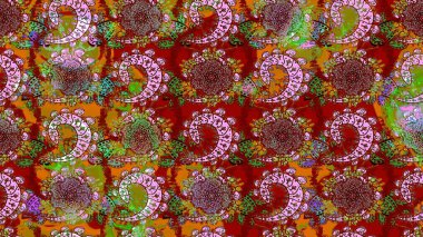 Raster illüstrasyonu. Çiçekli yumuşak bir eskiz şekli. Raster çiçekleri klasik tarzda çizilmiş. Kibar, bahar çiçekleri kırmızı ve kahverengi renklerde.