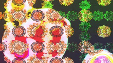 Yeşil ve nötr renklerde çiçekler. Raster illüstrasyonunda çiçek deseni çizimi.