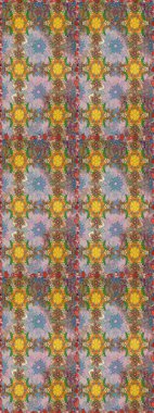 Raster Çiçek İllüstrasyonu 'nun şirin tekstili. Tarafsız ve kahverengi renkte etnik çiçeklerle süslenmiş zarif eskiz deseni.