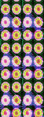 Moda arka planında parlak buketler. Kumaş, duvar kağıdı ve kağıt üzerine baskı yapmak için gelişen arka plan. Eski usul küçük çiçekli şirin bir eskiz deseni. Raster illüstrasyonu.