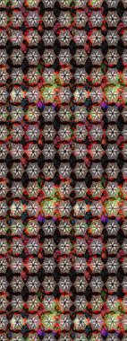 Suluboya çiçekli çiçek deseni. Siyah ve kahverengi renkli güzel bir tekstil. Raster illüstrasyonu.