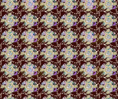 Renkli Bahar Teması eskiz kalıbı. Raster illüstrasyonundaki çiçek desenli çizim. Düz Çiçek Elementleri Tasarımı. Güzel kumaş deseni.