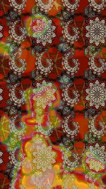 Çiçek desenli raster, kahverengi ve bej çizgili grafik desenli soyut raster arkaplan. Modern stil dokusu.