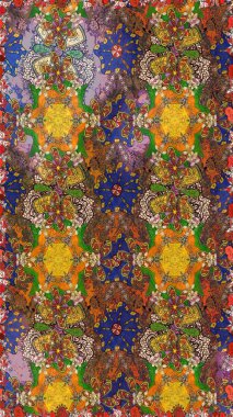 Yapraklı çiçekler ve kahverengi ve yeşil renklerde papatya çiçekleri. Eskiz arkaplan modeli. Raster - stok.