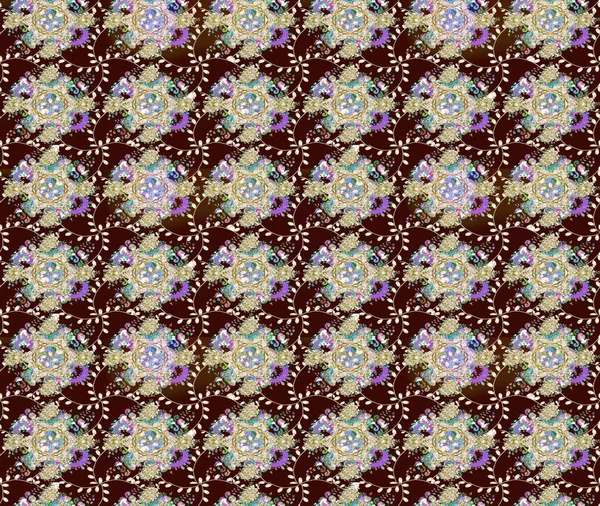 Renkli Bahar Teması eskiz kalıbı. Raster illüstrasyonundaki çiçek desenli çizim. Düz Çiçek Elementleri Tasarımı. Güzel kumaş deseni.