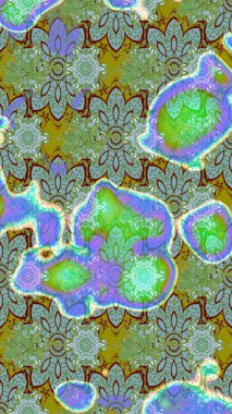 Renkli Bahar Teması eskiz kalıbı. Düz Çiçek Elementleri Tasarımı. Raster illüstrasyonu. Taslak desenli, modaya uygun kumaş deseni. Şirin çiçek elementleri..