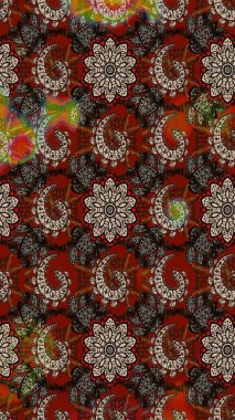 Çiçekli zambakların eskiz geçmişi. Çiçek tasarımı için inanılmaz bir kolaj cenneti tarzı. Parlak çiçekli kolaj çiçekleri kahverengi ve kırmızı.