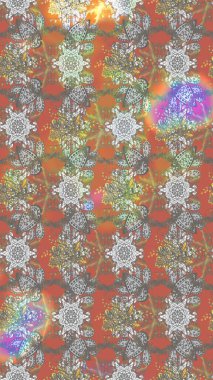 Kıvırcık, parlak örgü. Desen, çizim, çiçek sınırı. Güzel, parlak, pürüzsüz kumaş, tuval. Çiçek çelengi. Eski moda arka plan. Raster illüstrasyonu.