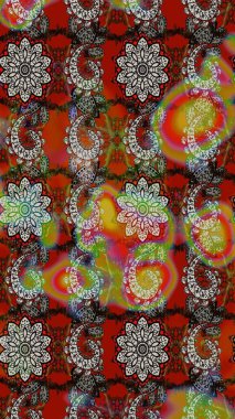 Raster deseni. Sanat esinlenir ve gri renkli çiçekler ve arkasında iz bırakır. Kahverengi ve gri el çizimi desen. Karalama çiçekleri çizim deseni.