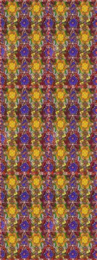 Renkli grunge, soyut arkaplanı colokahverengi çiçeklerle süslüyor. Nakış desenli çiçek deseni. İzler, kumaş, duvar kağıtları, tekstil için raster dokusu.