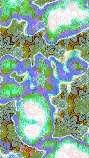 Raster illüstrasyonu. Güzel karalamalı çiçek desenli çizim. Güzel kumaş deseni. Küçük çiçekte sevimli çiçek deseni var..