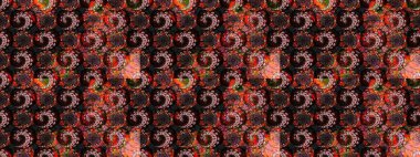 Çiçek desenli eskiz. Siyah ve kahverengi renkte çiçekler. Tişört baskısı için çiçek boyama rasteriName.