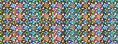 Hediye ambalaj kağıdı, tebrik kartları, posterler ve pankart tasarımı. Mavi ve kahverengi renkte çiçekler. Raster düz çiçekleri pürüzsüz desen.