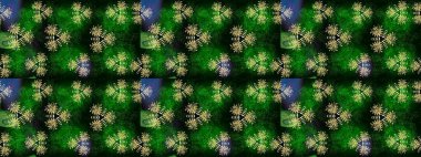 Nazik, sevimli çiçek arkaplanı. Yeşil ve mavi renkte çiçekler. Raster çiçek desenli ve çiçekli..