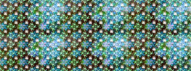 Arkaplan dokusu, duvar kağıdı, mavi ve yeşil renkli çiçek teması. Soyut etnik raster kusursuz desen. Kabile sanatı boho baskısı, klasik çiçek arkaplanı.