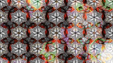 Kabile sanatı boho baskısı, klasik çiçek arkaplanı. Soyut etnik raster çizim kalıbı. Arkaplan dokusu, duvar kağıdı, gri ve nötr renklerde çiçek teması.