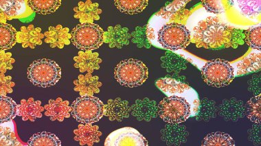 Karalama çiçeği. Renkli Bahar Teması eskiz kalıbı. Güzel kumaş deseni. Raster illüstrasyonu. Zentangle soyut çiçekleri. Düz Çiçek Elementleri Tasarımı.