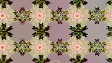 Bej ve gri renkli Asya tekstili. Çiçeklerle suluboya desenli çiçek deseni. Raster illüstrasyonu.