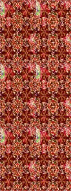 Doğal kozmetik ürünleri, parfüm, çiçekçi dükkanı için bahar ihalesi tasarımı. Paket kağıdı için en iyisi. Karşılama ya da düğün geçmişi olarak kullanılabilir. Kırmızı ve kahverengi lale çiçekleriyle Raster eskiz deseni.